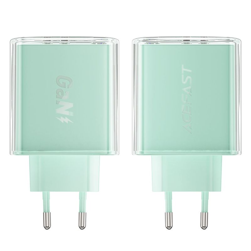 Laptop, Telefoane si Tablete - Telefoane mobile si accesorii - Accesorii Telefoane - Incarcatoare telefoane - Acumulator pentru Priza, 2 X USB-C, USB, GaN, PD65W - Acesfast (A45) - Mountain mist - Infinity.ro