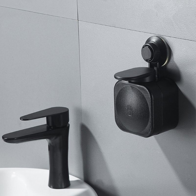 Casa si Gradina - Sanitare - Suporturi si accesorii baie - Dispensere - Dozator De Sapun Techstar®, Negru, Montaj Perete, Montaj Tip Ventuza, 250ml - Infinity.ro