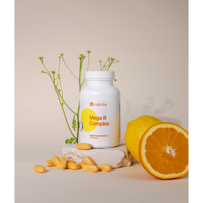 Ingrijire personala si Cosmetice - Sanatate si wellness - Suplimente alimentare - Vitamine si minerale - Mega B Complex Megadoza de Vitamine B pentru Cresterea Rezistentei la Stres (100 tablete) - Calivita - Infinity.ro