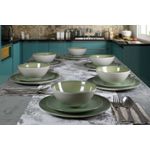 Casa si Gradina - Bucatarie si vesela - Vesela si tacamuri - Farfurii si boluri - Set farfurii 18 piese, pentru 6 persoane, Kiwi, Cesiro, Alb Ivoire lucios cu verde - Infinity.ro