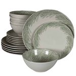 Casa si Gradina - Bucatarie si vesela - Vesela si tacamuri - Farfurii si boluri - Set farfurii 18 piese, pentru 6 persoane, Silver Fir, Cesiro, Alb Ivoire lucios cu gri - Infinity.ro