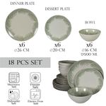 Casa si Gradina - Bucatarie si vesela - Vesela si tacamuri - Farfurii si boluri - Set farfurii 18 piese, pentru 6 persoane, Silver Fir, Cesiro, Alb Ivoire lucios cu gri - Infinity.ro