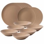 Casa si Gradina - Bucatarie si vesela - Vesela si tacamuri - Farfurii si boluri - Set farfurii 18 piese, pentru 6 persoane, Latte, Cesiro, Crem Mat - Infinity.ro