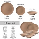 Casa si Gradina - Bucatarie si vesela - Vesela si tacamuri - Farfurii si boluri - Set farfurii 18 piese, pentru 6 persoane, Latte, Cesiro, Crem Mat - Infinity.ro