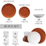 Casa si Gradina - Bucatarie si vesela - Vesela si tacamuri - Farfurii si boluri - Set farfurii 18 piese, pentru 6 persoane, Wall, Cesiro, Alb/Caramiziu - Infinity.ro