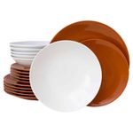 Casa si Gradina - Bucatarie si vesela - Vesela si tacamuri - Farfurii si boluri - Set farfurii 18 piese, pentru 6 persoane, Wall, Cesiro, Alb/Caramiziu - Infinity.ro