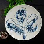 Casa si Gradina - Bucatarie si vesela - Vesela si tacamuri - Farfurii si boluri - Set farfurii 12 piese, pentru 4 persoane, Alastru Marin, Cesiro, Alb cu model creveti - Infinity.ro