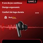 PC, gaming si accesorii - Gaming - Accesorii gaming - Controlere, Volane si Casti gaming - Casti Bluetooth pentru Gaming Techstar® K98, Bluetooth 5.0, Microfon, Control prin atingere, Indicator LED, Rezistente - Infinity.ro