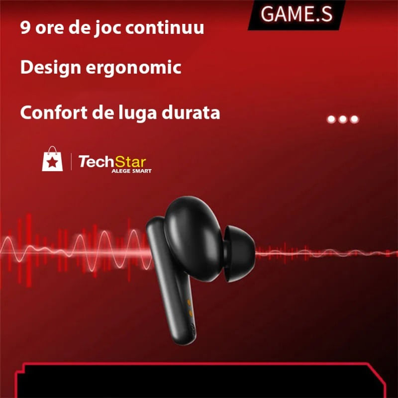 PC, gaming si accesorii - Gaming - Accesorii gaming - Controlere, Volane si Casti gaming - Casti Bluetooth pentru Gaming Techstar® K98, Bluetooth 5.0, Microfon, Control prin atingere, Indicator LED, Rezistente - Infinity.ro