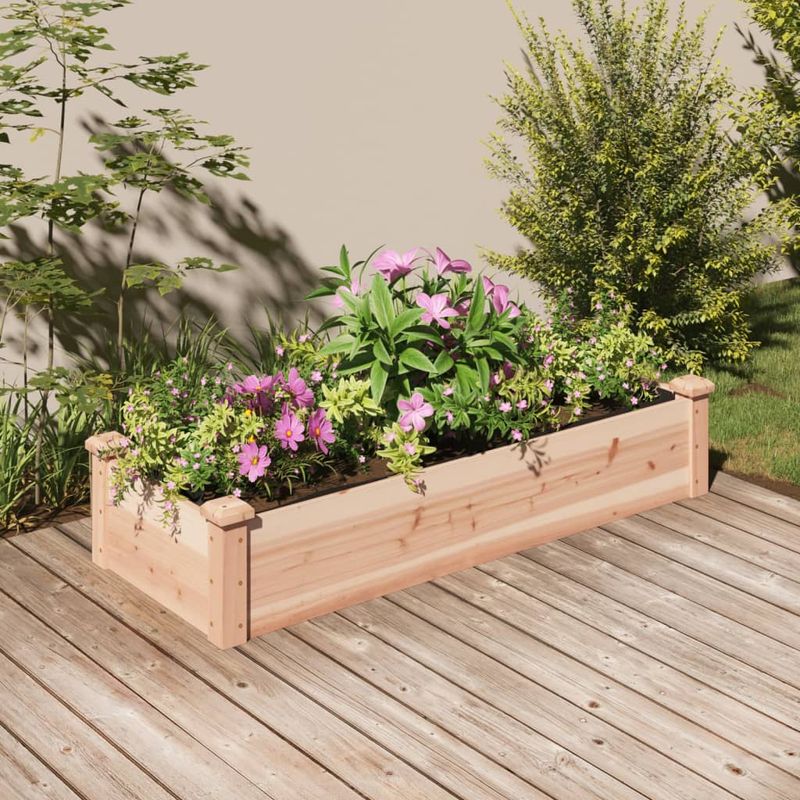 Casa si Gradina - Gradinarit si plante - Plante si ghivece - Ghivece si suporturi - Strat de gradina inaltat cu captuseala, 120x45x25 cm, lemn brad - Infinity.ro