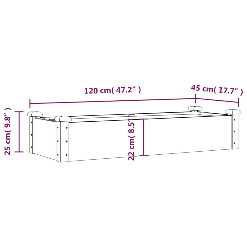 Casa si Gradina - Gradinarit si plante - Plante si ghivece - Ghivece si suporturi - Strat de gradina inaltat cu captuseala, 120x45x25 cm, lemn brad - Infinity.ro