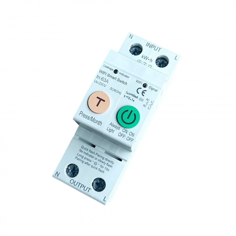 Casa si Gradina - Electrice - Distributie electrica si comanda - Sigurante - Siguranta Automata Inteligenta Techstar® WiFi, Monitorizare Consum, Tuya/Smartlife, 2P Pol, 1P+N, Monofazat, 63A - Infinity.ro