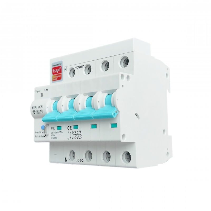 Casa si Gradina - Electrice - Distributie electrica si comanda - Sigurante - Siguranta Automata Inteligenta Techstar® WiFi, Tuya/Smartlife, 4P Poli, 3P+N, Trifazat, 80A, Compatibila Google Home - Infinity.ro