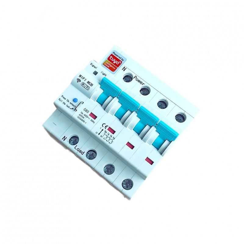 Casa si Gradina - Electrice - Distributie electrica si comanda - Sigurante - Siguranta Automata Inteligenta Techstar® WiFi, Tuya/Smartlife, 4P Poli, 3P+N, Trifazat, 80A, Compatibila Google Home - Infinity.ro