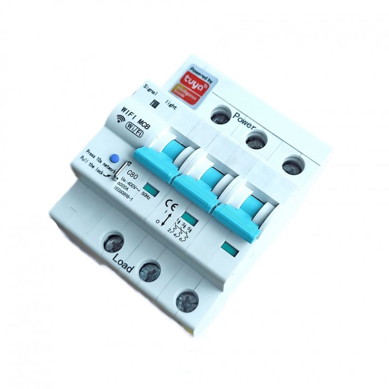 Casa si Gradina - Electrice - Distributie electrica si comanda - Sigurante - Siguranta Automata Inteligenta Techstar® WiFi, Tuya/Smartlife, 3 Poli, 3P+N, Trifazat, 80A, Compatibila Google Home - Infinity.ro