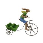 Casa si Gradina - Decoratiuni - Decoratiuni de sezon - Decoratiune Paste suport oua cu iepuras pe bicicleta, 24 cm, verde - Infinity.ro