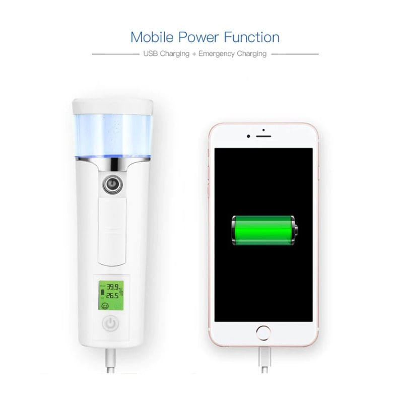 Electronice si Electrocasnice - Climatizare si sisteme de incalzire - Aparate filtrare aer - Umidificatoare - Umidificator Techstar® Hidratare Ten, Pulverizare Abur Rece, Rezervor 40ML, Display LCD, Reincarcabil, USB, 1200mAh - Infinity.ro