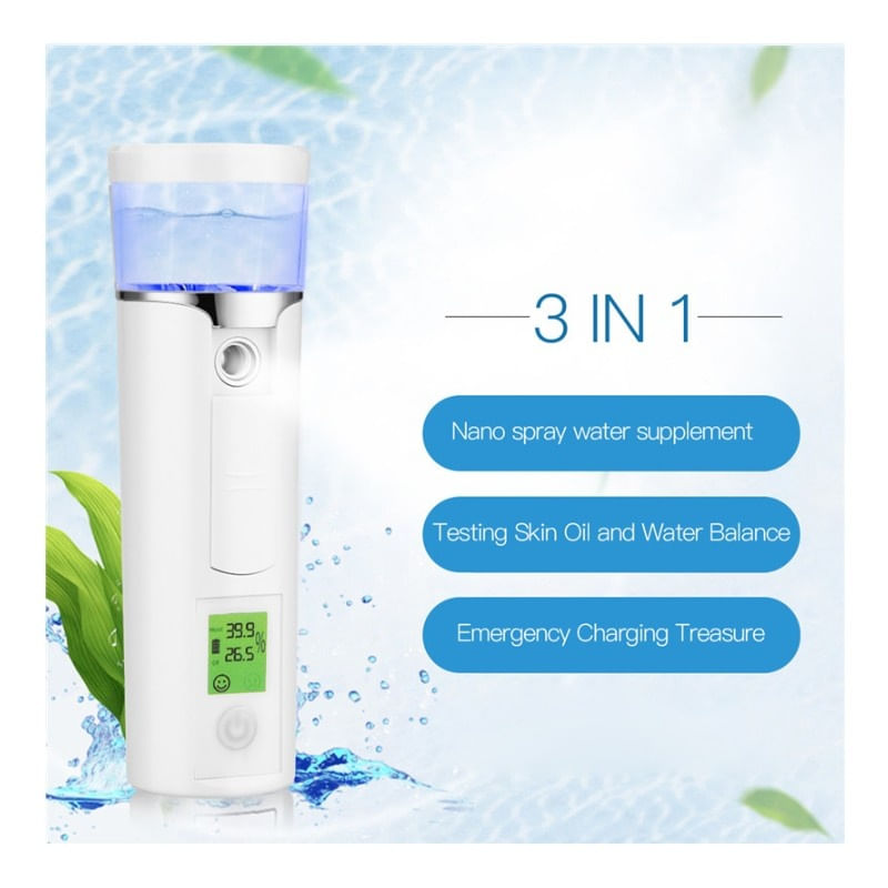 Electronice si Electrocasnice - Climatizare si sisteme de incalzire - Aparate filtrare aer - Umidificatoare - Umidificator Techstar® Hidratare Ten, Pulverizare Abur Rece, Rezervor 40ML, Display LCD, Reincarcabil, USB, 1200mAh - Infinity.ro