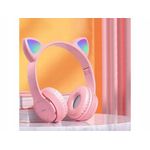 TV, Audio-Video si Foto - Portabile audio - Casti audio - Casti Bluetooth LED RGB, model urechi de pisica, incarcare USB, slot card memorie, roz - Infinity.ro