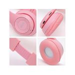 TV, Audio-Video si Foto - Portabile audio - Casti audio - Casti Bluetooth LED RGB, model urechi de pisica, incarcare USB, slot card memorie, roz - Infinity.ro