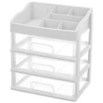 Ingrijire personala si Cosmetice - Machiaj - Portfarduri si genti cosmetice - Organizator pentru cosmetice, 3 sertare, 6 compartimente, plastic, alb/transparent - Infinity.ro