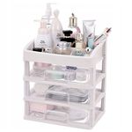 Ingrijire personala si Cosmetice - Machiaj - Portfarduri si genti cosmetice - Organizator pentru cosmetice, 3 sertare, 6 compartimente, plastic, alb/transparent - Infinity.ro