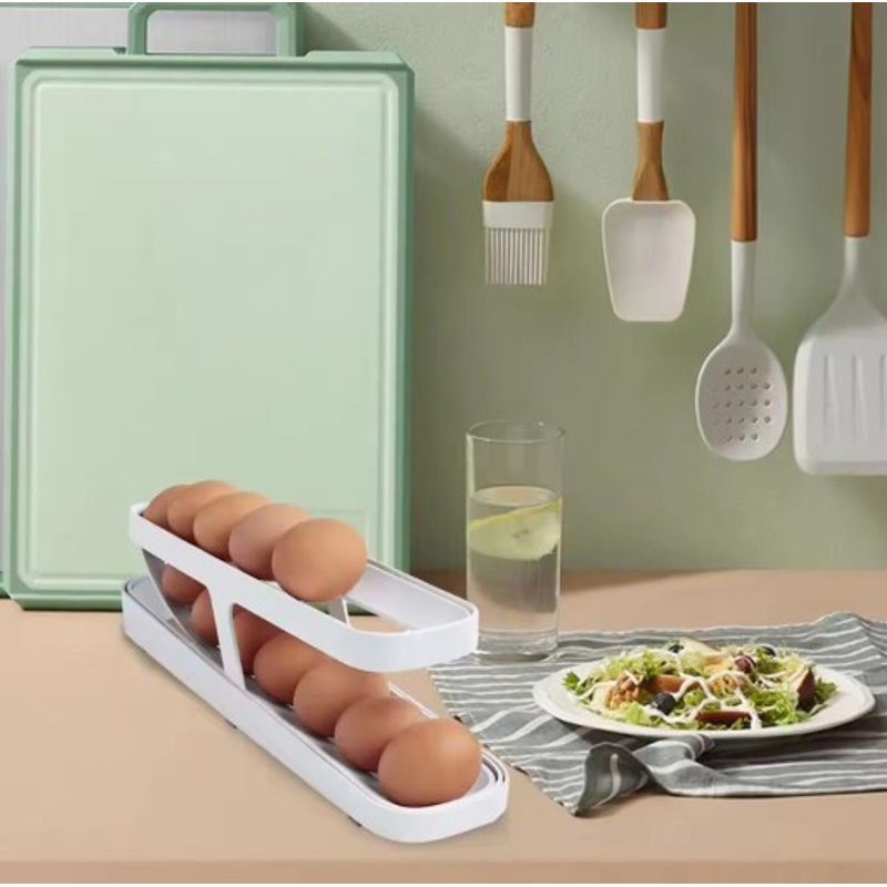 Casa si Gradina - Mobilier - Organizare si depozitare - Cutii depozitare - Suport etajat pentru oua, capacitate 12-14 oua, plastic, alb - Infinity.ro