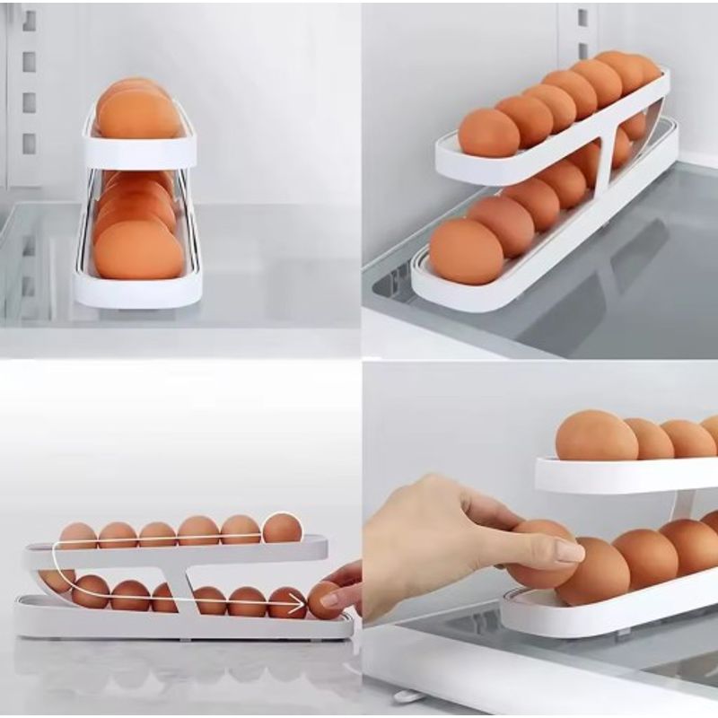 Casa si Gradina - Mobilier - Organizare si depozitare - Cutii depozitare - Suport etajat pentru oua, capacitate 12-14 oua, plastic, alb - Infinity.ro
