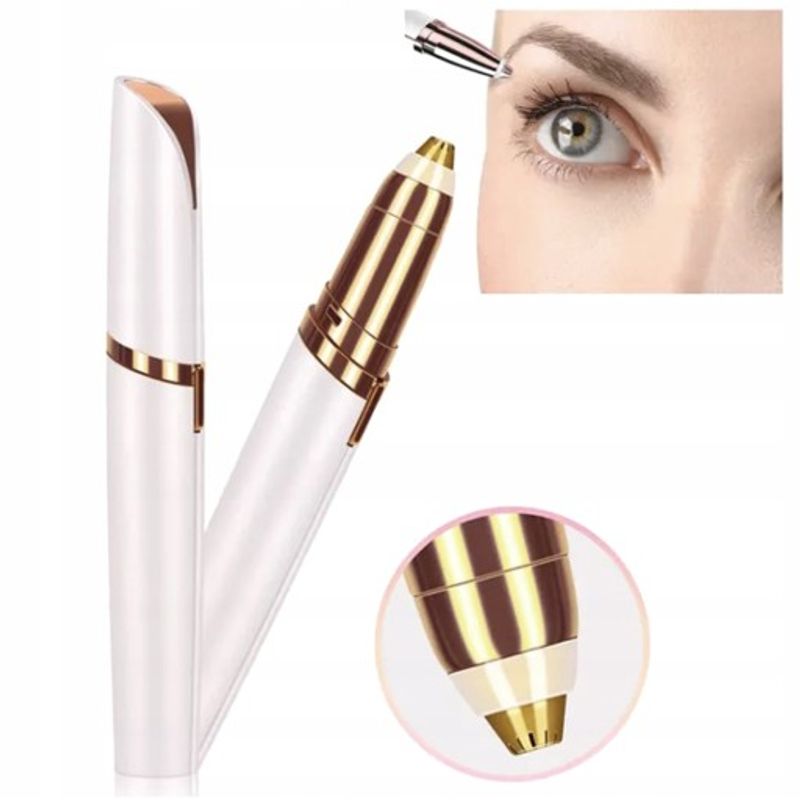 Ingrijire personala si Cosmetice - Aparate & accesorii ingrijire personala - Epilatoare si accesorii - Epilatoare - Epilator facial compact, functioneaza cu 1 baterie AAA, plastic, 13 cm, alb/auriu - Infinity.ro