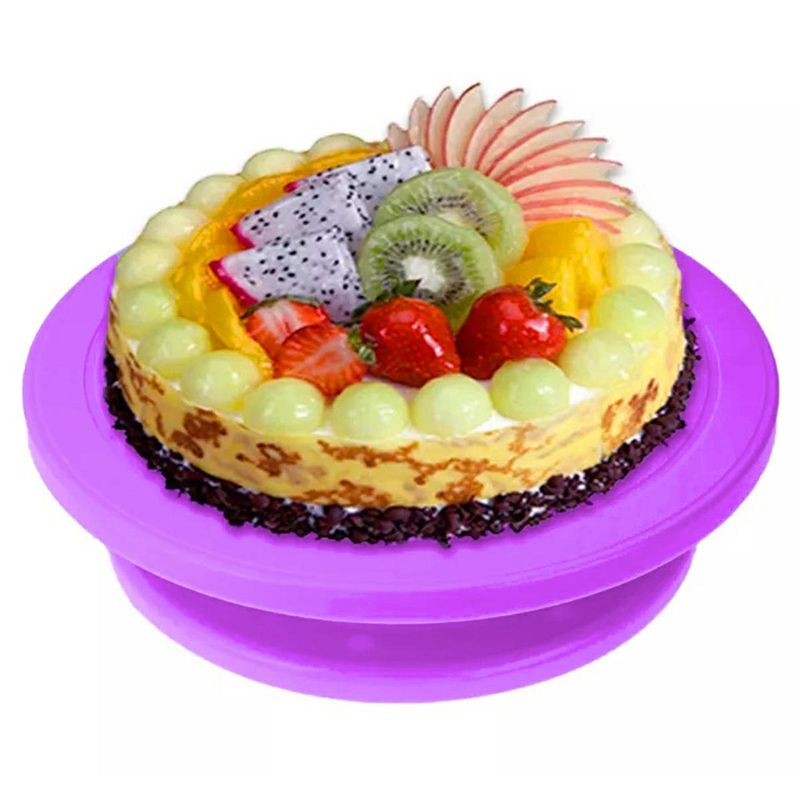 Casa si Gradina - Bucatarie si vesela - Vesela si tacamuri - Platouri de bucatarie - Platou rotativ pentru decorat prajituri si torturi, 27.5 x 7 cm, plastic, violet - Infinity.ro