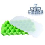 Casa si Gradina - Bucatarie si vesela - Accesorii bar - Forme cuburi de gheata - Forma din silicon si plastic pentru gheata, 37 forme hexagonale, 20 cm x 12 x 2,5 cm, verde/transparent - Infinity.ro