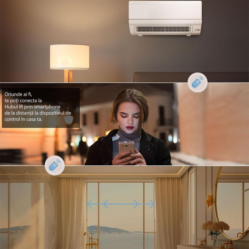 Casa si Gradina - Electrice - Smart Home - Control acces si accesorii - Hub inteligent si telecomanda IR inteligenta 2 in 1 Techstar®, WiFi 2.4G, 5V-1A, compatibil Tuya, SmartLife, Alexa - Infinity.ro