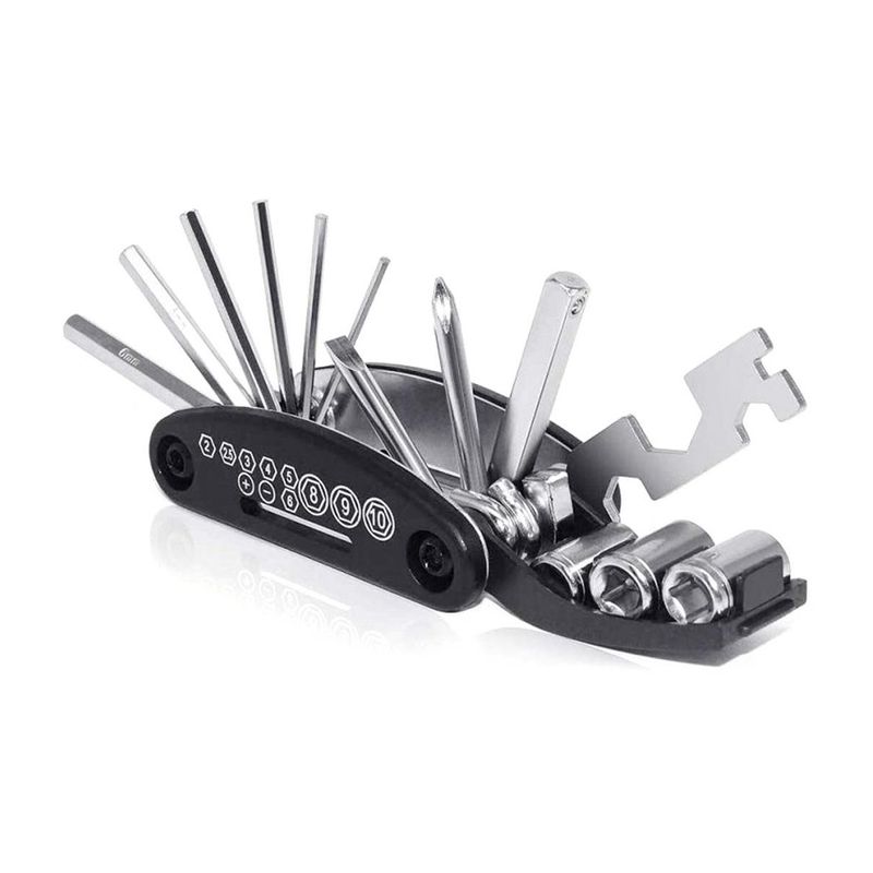 Sport si Outdoor - Ciclism - Piese pentru biciclete - Scule biciclete - Set chei si accesorii reparat bicicleta, husa de transport compacta, negru - Infinity.ro