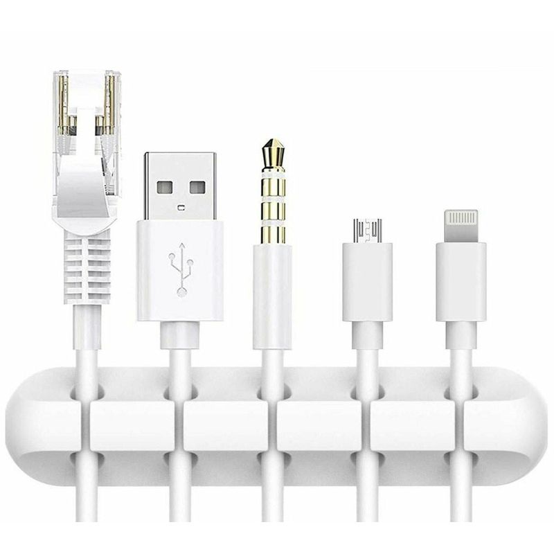 PC, gaming si accesorii - Retelistica - Cabluri si accesorii - Organizator cabluri cu 5 fante, autoadeziv, 9.5 cm, alb - Infinity.ro