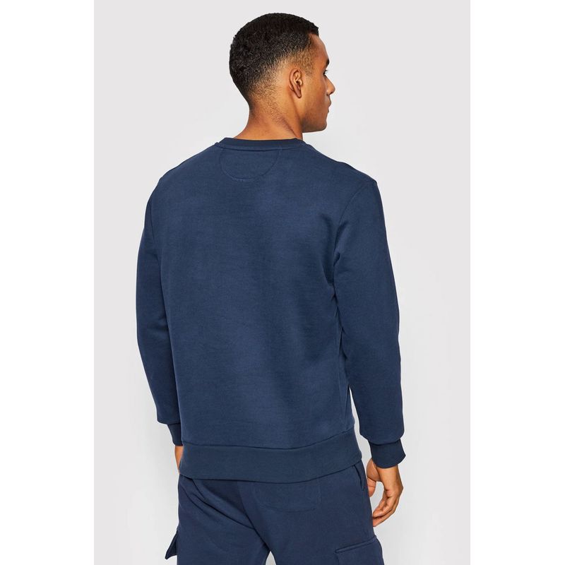 Fashion, accesorii si bijuterii - Barbati - Imbracaminte - Tricouri si bluze barbati - Bluza sport cu decolteu la baza gatului si imprimeu logo, 3XL INTL, Bleumarin - Infinity.ro