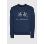 Fashion, accesorii si bijuterii - Barbati - Imbracaminte - Tricouri si bluze barbati - Bluza sport cu decolteu la baza gatului si imprimeu logo, 3XL INTL, Bleumarin - Infinity.ro