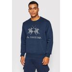 Fashion, accesorii si bijuterii - Barbati - Imbracaminte - Tricouri si bluze barbati - Bluza sport cu decolteu la baza gatului si imprimeu logo, 3XL INTL, Bleumarin - Infinity.ro