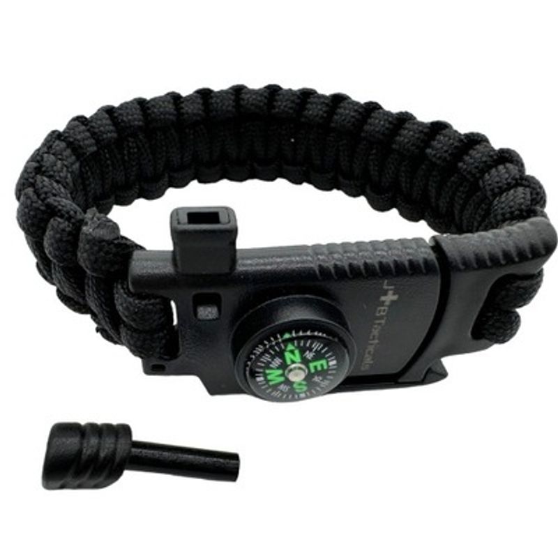 Sport si Outdoor - Camping - Accesorii camping si drumetii - Bratara cu catarama pentru supravietuire 5 in 1, 26 x 2.5 cm, negru - Infinity.ro