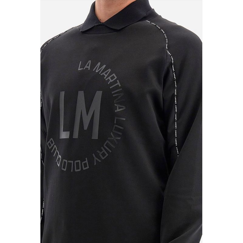 Fashion, accesorii si bijuterii - Barbati - Imbracaminte - Tricouri si bluze barbati - Bluza sport barbati  La Martina WMF314, Negru,  L INTL - Infinity.ro