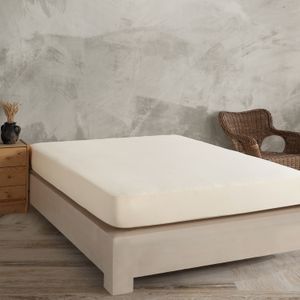 Husa pat cu elastic Kotonia Home - Tricot, 100% bumbac, ivoire, 180x200+20 cm