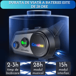 Auto si Moto - Moto - Accesorii moto si consumabile - Sistem de comunicare moto, Coralme, Adsinio,Romana si Engleza, incarcare USB, Autonomie 24 de ore, intercom 800m, Negru - Infinity.ro