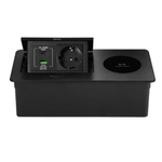 Casa si Gradina - Electrice - Prize - Priza wireless incorporabila, Adsinio,Incarcare Rapida, 1 Shucko, 1USB, 1 USB-C, Curent nominal 16A, Negru - Infinity.ro
