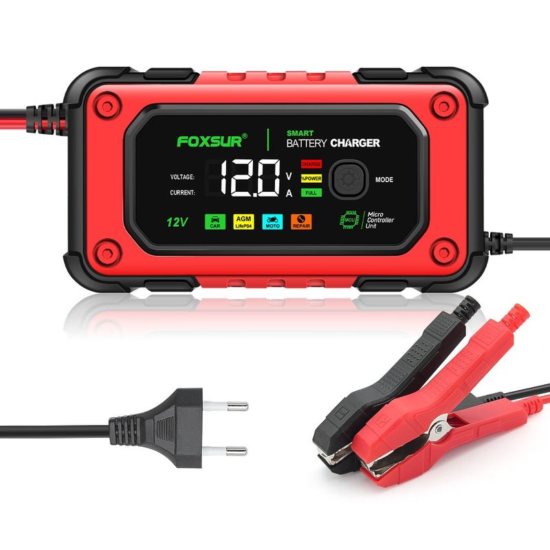 Auto si Moto - Reparatii si depanare - Redresoare - Redresor Auto Digital FOXSUR 12V 7A cu Ecran LED, Incarcare Baterii Auto si Moto 4Ah-140Ah, Functie de Reparatie prin - Infinity.ro