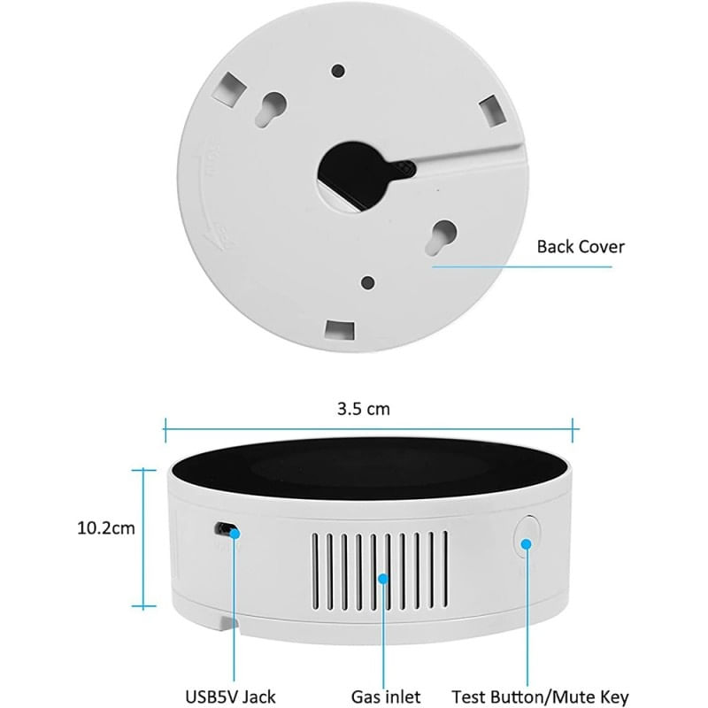 Casa si Gradina - Electrice - Smart Home - Alarme si accesorii - Detector de scurgeri de gaz si alarma de incendiu Techstar®, Wi-Fi, 150mA, Afisaj LCD, Control APP Tuya, Notificari - Infinity.ro