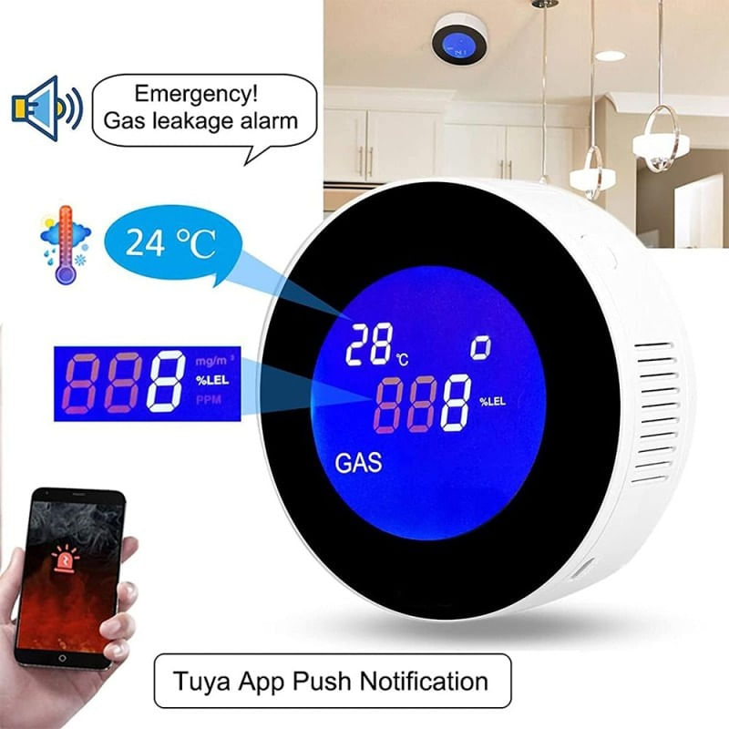 Casa si Gradina - Electrice - Smart Home - Alarme si accesorii - Detector de scurgeri de gaz si alarma de incendiu Techstar®, Wi-Fi, 150mA, Afisaj LCD, Control APP Tuya, Notificari - Infinity.ro