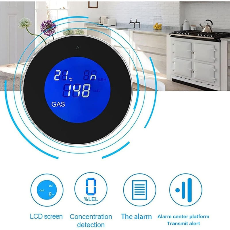 Casa si Gradina - Electrice - Smart Home - Alarme si accesorii - Detector de scurgeri de gaz si alarma de incendiu Techstar®, Wi-Fi, 150mA, Afisaj LCD, Control APP Tuya, Notificari - Infinity.ro