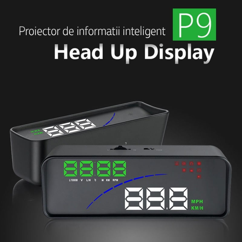 Auto si Moto - Electronice auto - Accesorii electronice auto - Proiector informatii de bord pe parbriz, Head Up Display Techstar® OBD II, P 9, display 3,6 inch, viteza vehiculului - Infinity.ro