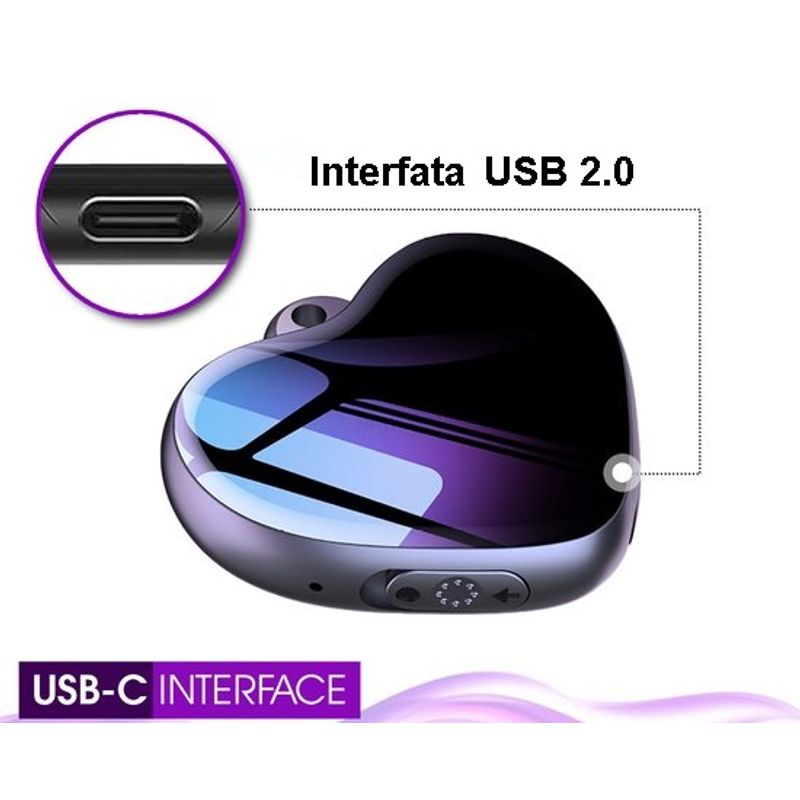 TV, Audio-Video si Foto - Portabile audio - Reportofoane - Mini reportofon inimioara Redquit , 8 GB, sunet de calitate, anulare de zgomot - Infinity.ro