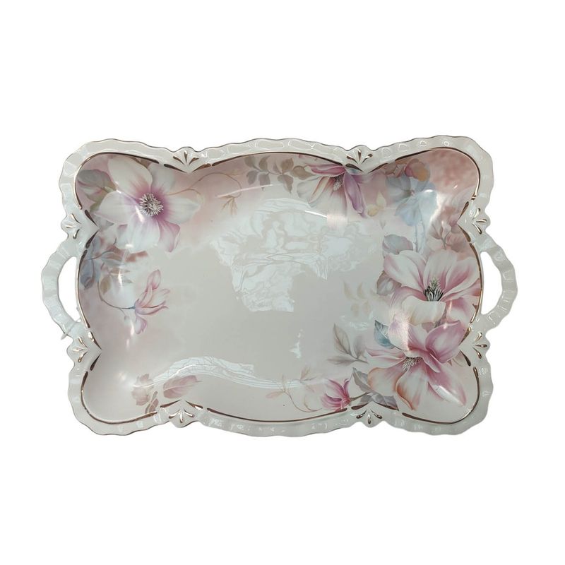 Casa si Gradina - Bucatarie si vesela - Vesela si tacamuri - Platouri de bucatarie - Fructiera platou cu flori, Roz, 42 cm, MK106 - Infinity.ro