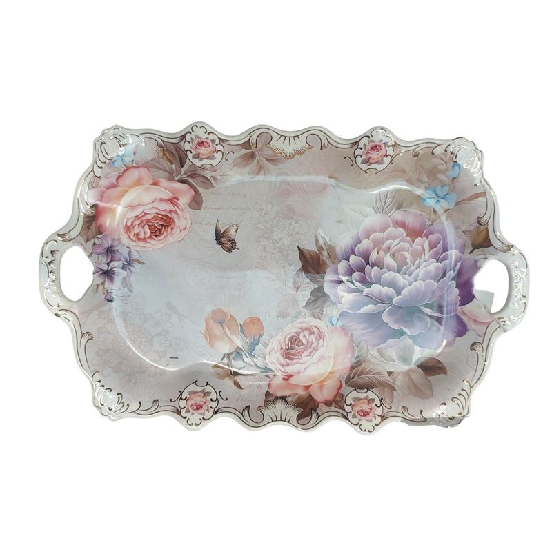 Casa si Gradina - Bucatarie si vesela - Vesela si tacamuri - Platouri de bucatarie - Fructiera platou cu flori, Roz, 42 cm, MK109 - Infinity.ro